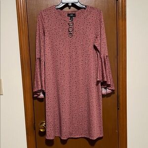 Elegant Long Sleeve Dress with Ring Accents